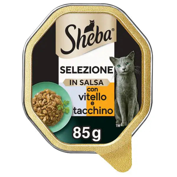 Sheba Selezione in salsa 85gr Vitello e tacchino - confezione da 22 pezzi - Cibo umido per gatti - 1° ORDINE? scegli tra BZR5 - BZR20 + 200 pt fedeltà