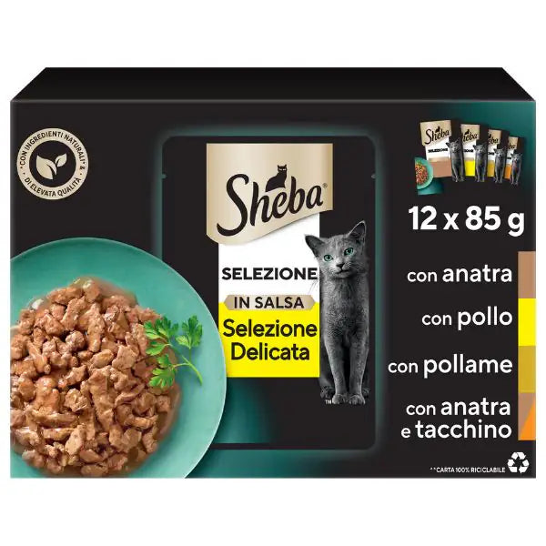 Sheba Selezione in salsa Multipack 12x85 gr Selezione Delicata - 1° ORDINE? scegli tra BZR5 - BZR20 + 200 pt fedeltà