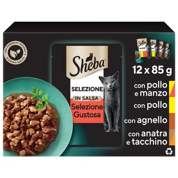 Sheba Selezione in salsa Multipack 12x85 gr Selezione Gustosa - 1° ORDINE? scegli tra BZR5 - BZR20 + 200 pt fedeltà