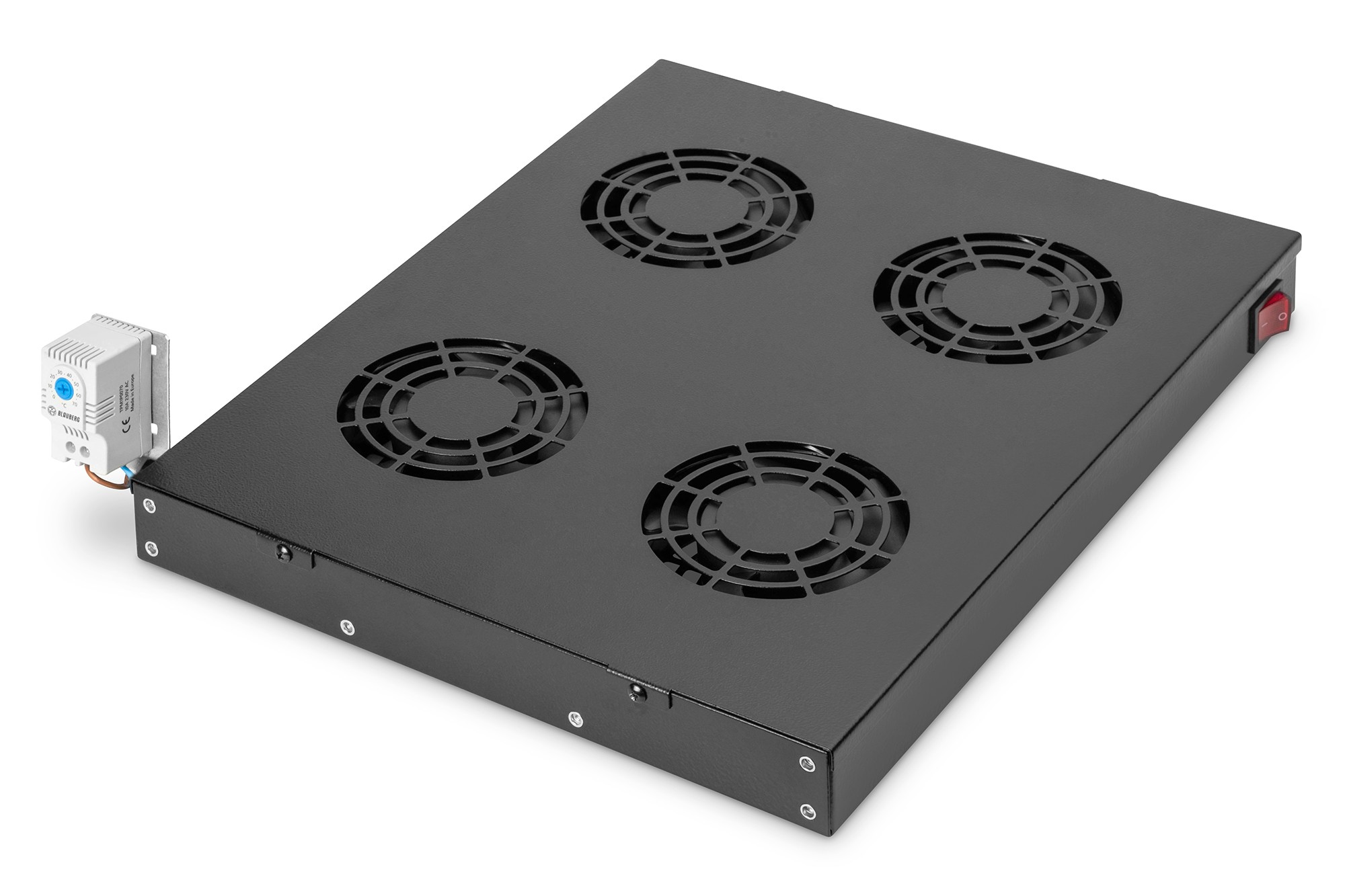 Sistema Di Ventilazione Con Termostato Montaggio Frontale In Armadio 19 Con 4 Ventole - Colore Nero