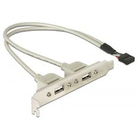 Slotbracket 1x internal USB 5pin > 2x USB2.0 external cavo USB 0,3 m USB A Bianco, Staffa slot