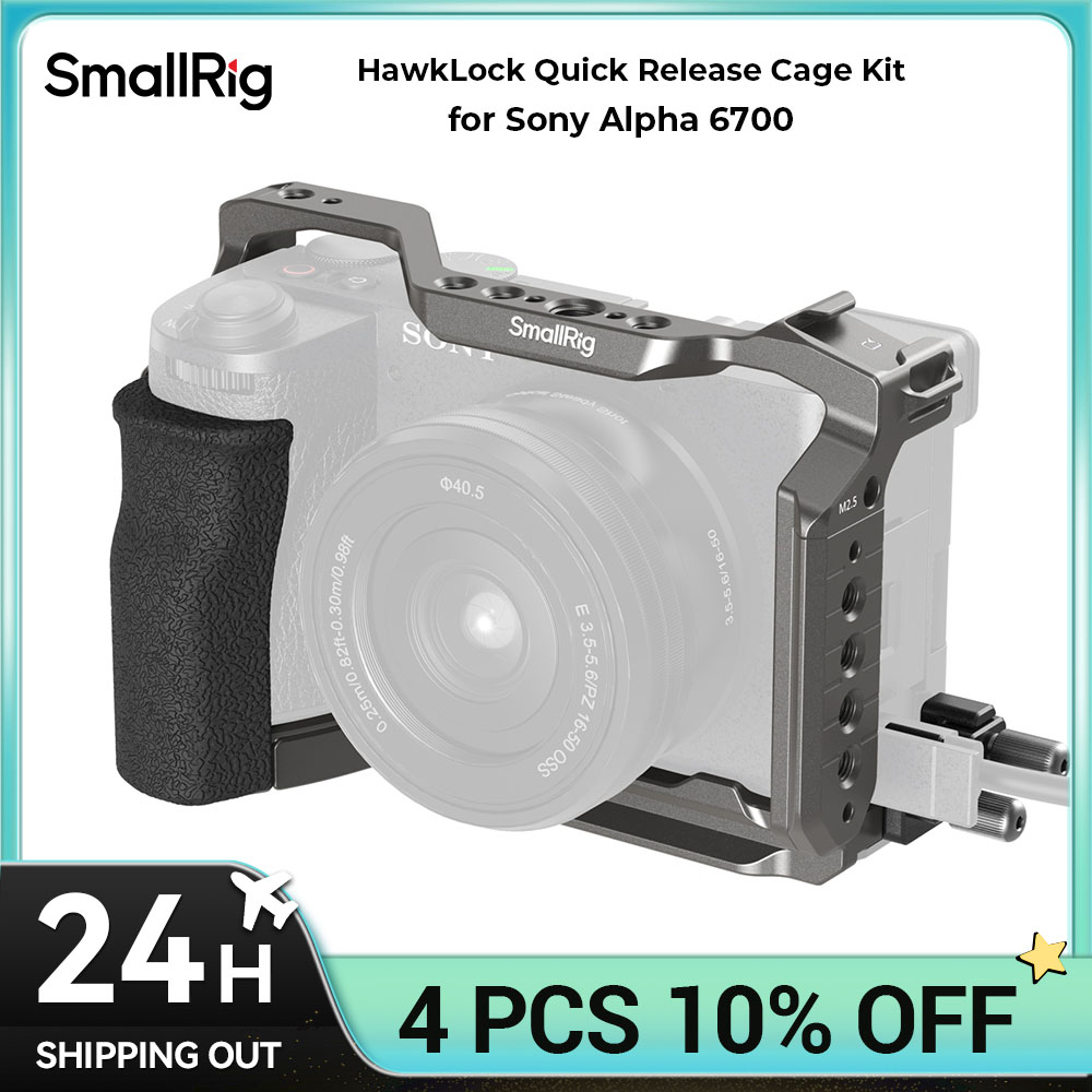SmallRig A6700 Gabbia per fotocamera HawkLock Kit gabbia a sgancio rapido per Sony Alpha 6700 con morsetto per cavo Arca-Swiss Piastra per DJI RS4 Pro