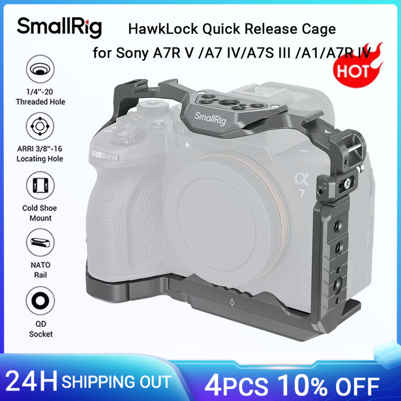 SmallRig A7 IV DSLR Camera HawkLock gabbia a sgancio rapido per Sony Alpha 7R V / Alpha 7 IV / Alpha 7S III / Alpha 1 / A7R IV -4481