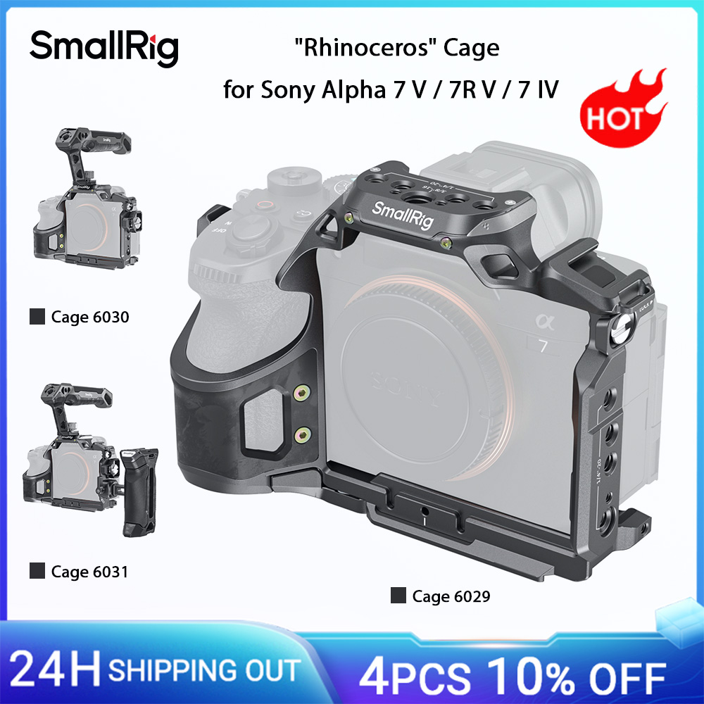SmallRig A7 V / A7R V "Rinoceronte" Gabbia per Sony Alpha 7 V / 7R V / 7 IV, w 1/4"-20 Scarpa fredda filettata per maniglie Monitor 6029