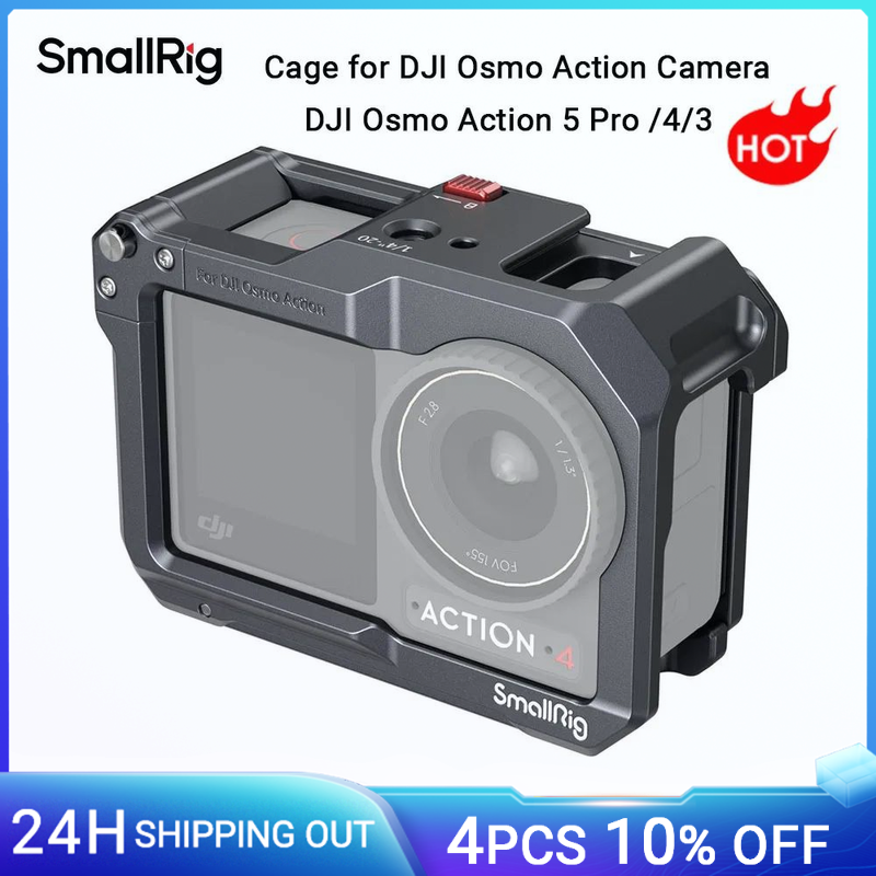 SmallRig Action 5 Pro Cage per DJI Osmo Action 5 Pro / 3/4 Custodia per fotocamera per DJI Mic Telaio protettivo con pattino freddo -4119C