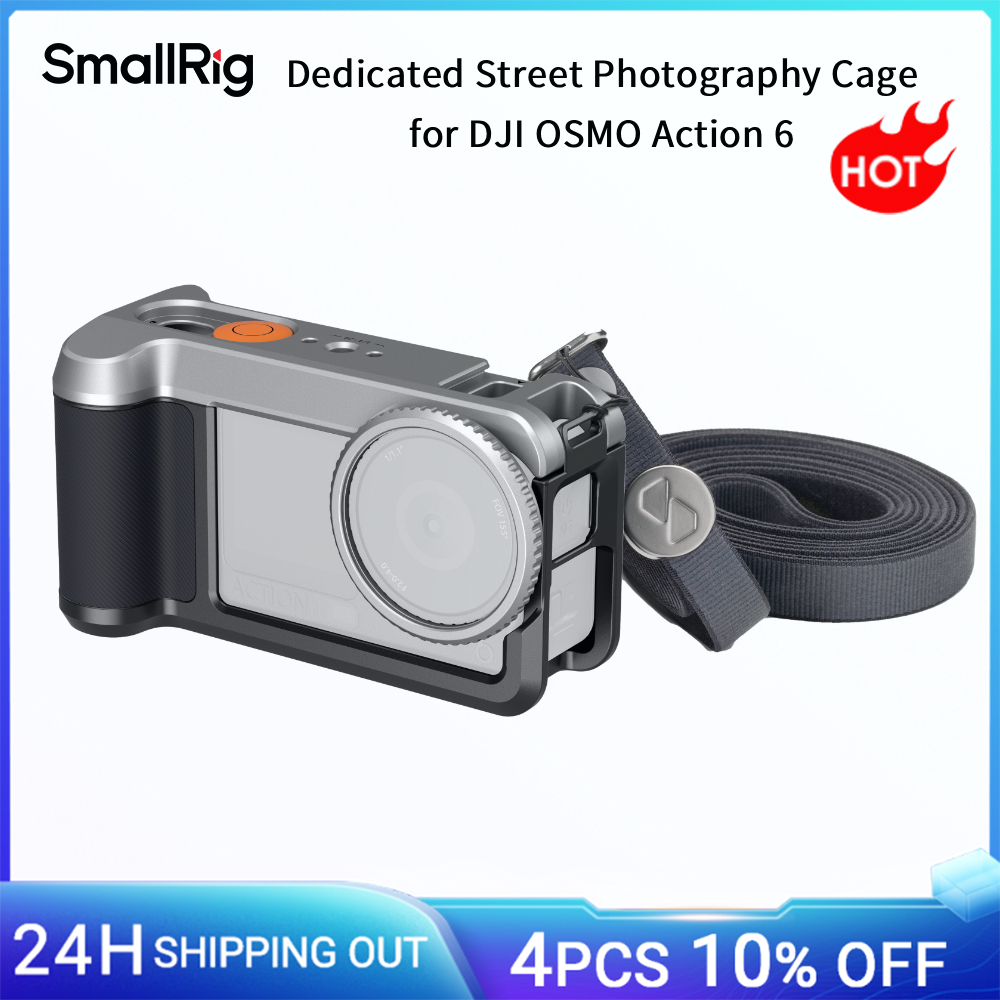 SmallRig Action 6 Gabbia Dedicata per Fotografia di Strada per DJI OSMO Action 6, Kit Impugnatura All-in-One con Tracolla -5891