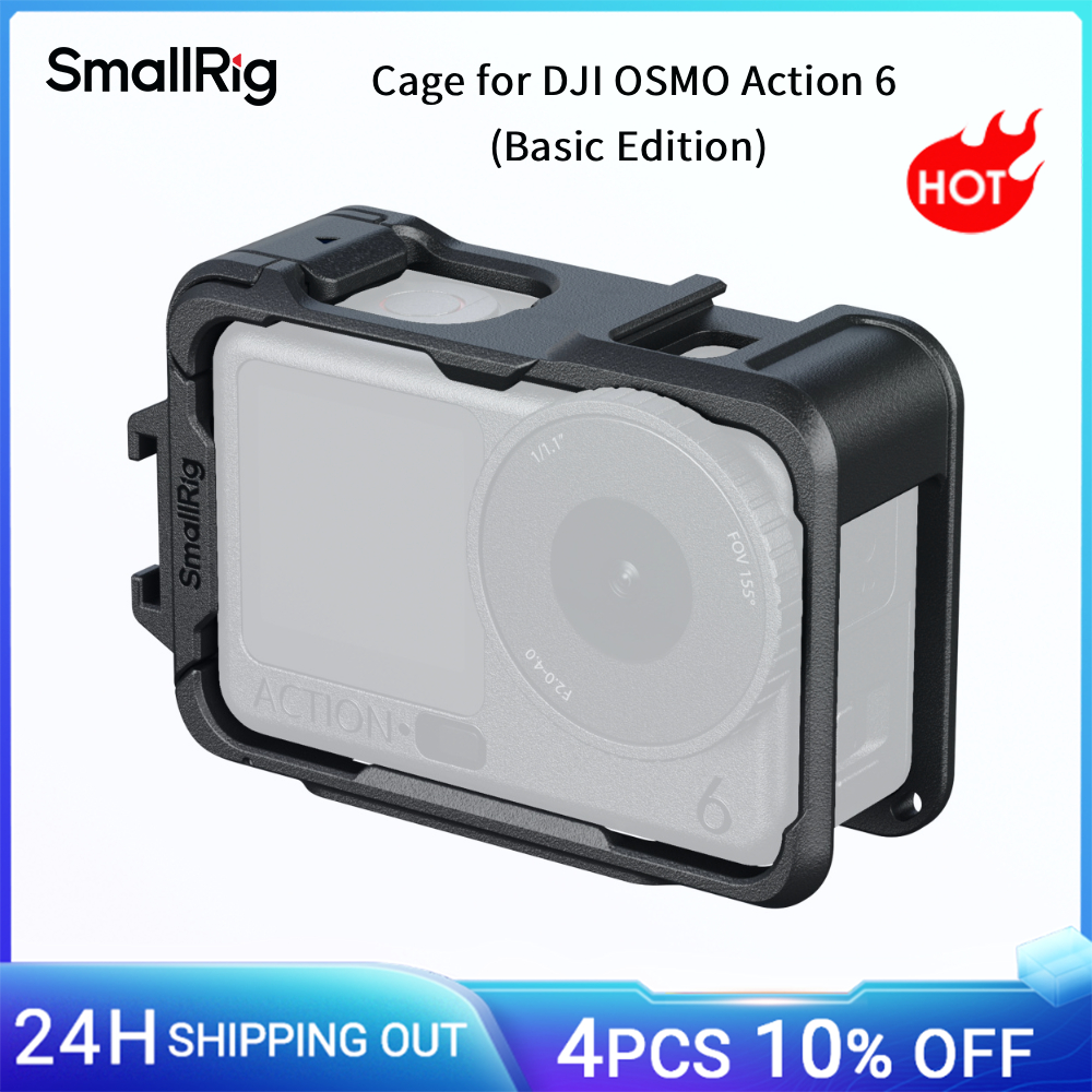 SmallRig Cage per DJI Osmo Action 6, Edizione Base con attacchi Cold Shoe e a sgancio rapido per riprese orizzontali e verticali 5886
