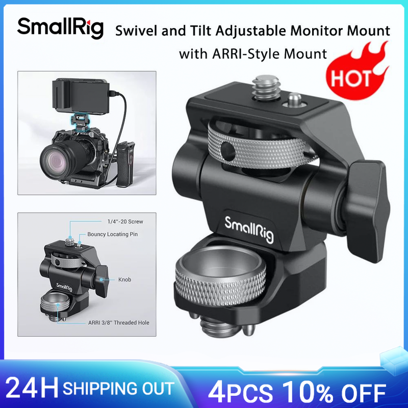 SmallRig DSLR Morsetto per fotocamera Girevole e inclinazione Supporto per monitor regolabile con viti di montaggio per monitor Flash Light Attacco fai da te 2903B