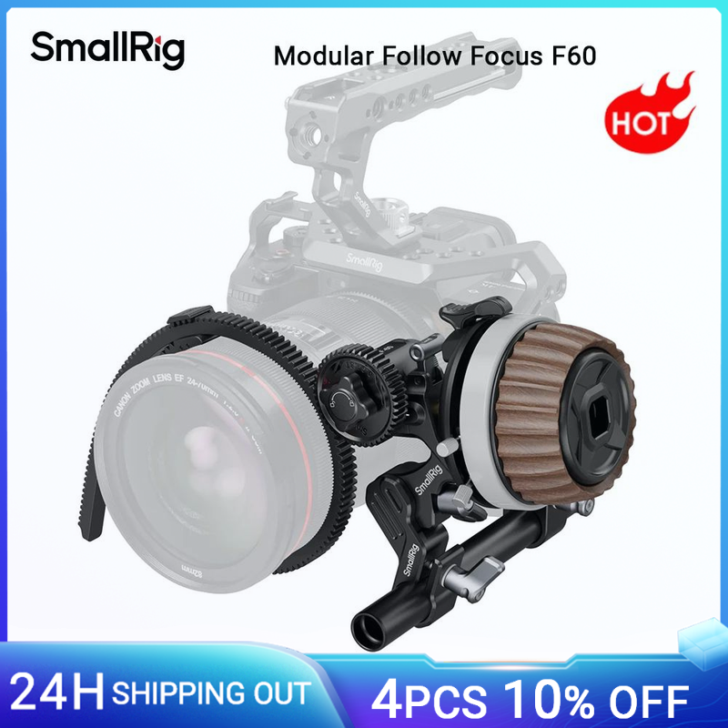 SmallRig Follow Focus modulare F60 per fotocamera DSLR e mirrorless, con design senza smorzamento con anello dentato, asta da 15 mm e morsetto per asta -5163