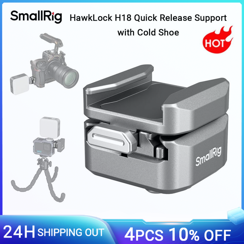 SmallRig HawkLock H18 Supporto a sgancio rapido con pattino freddo per luce LED Wideo, accessori per fotocamera con microfono -4500