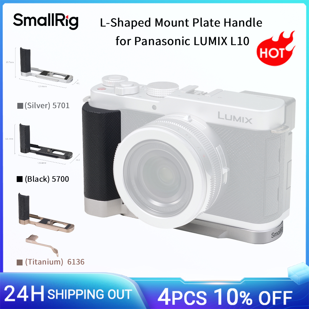 SmallRig Impugnatura a L con Piastra di Montaggio per Panasonic LUMIX L10, Impugnatura in Silicone Integrata con Piastra a Sgancio Rapido Arca-Swiss per Treppiede