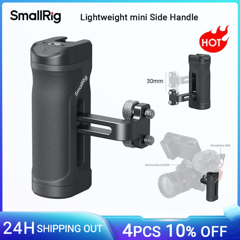 SmallRig Mini Maniglia laterale per fori filettati da 1/4"-20 Gabbia per fotocamera portatile leggera per Sony per DSLR con pattino freddo 4755