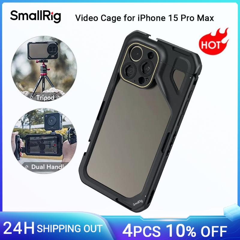 SmallRig Mobile Video Cage per iPhone 15 Pro per iPhone 15 Pro Max per registrazione Video/YouTube/Live Streaming/Vlog/videografia