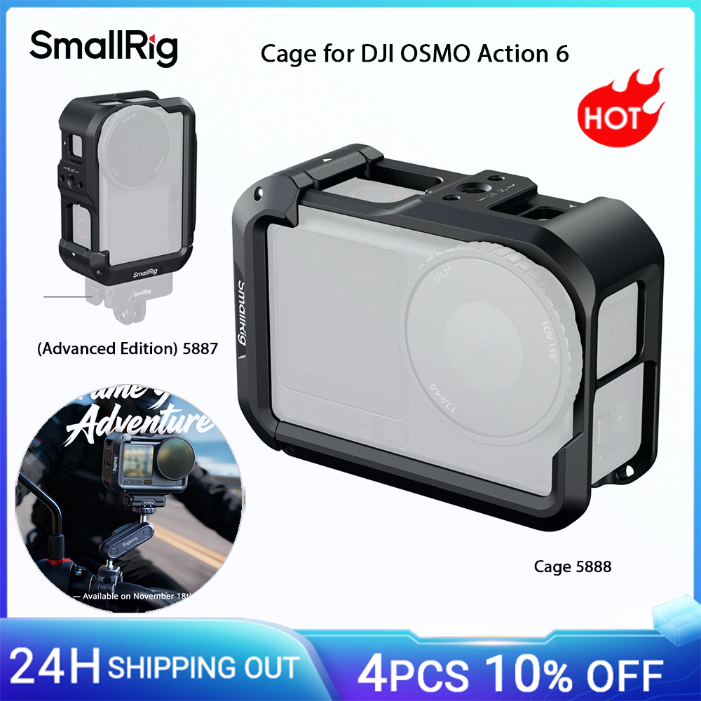 SmallRig OSMO Action 6 Cage per DJI OSMO Action 6 Advanced Edition con copriobiettivo in silicone cinturino da polso con supporto per pattino freddo
