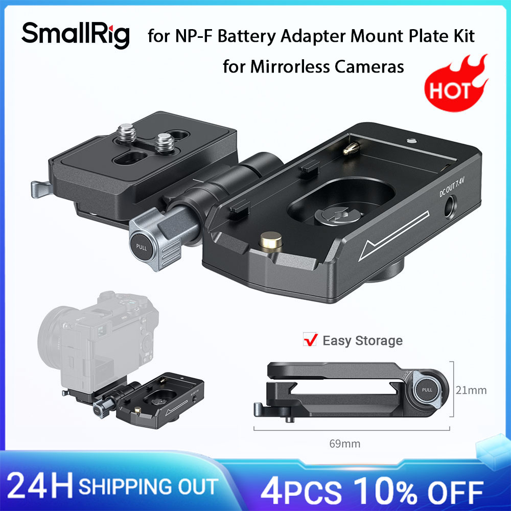 SmallRig per kit piastra di montaggio adattatore batteria NP-F con piastra a sgancio rapido per Arca-Swiss, pieghevole per fotocamera DSLR Mirrorless 4696