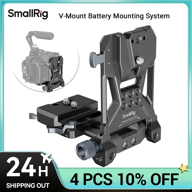 SmallRig Piastra Batteria V-Mount Pieghevole, Soluzione di Montaggio All-in-One Senza Attrezzi per Fotocamere DSLR Sony, Canon, Panasonic