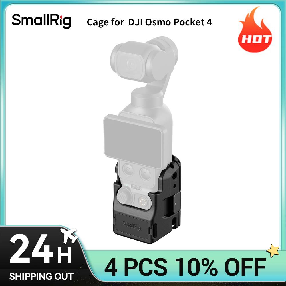 SmallRig Pocket 4 Gabbia Protettiva in Lega per DJI Osmo Pocket 4, Accessori Adattatore di Espansione con Fori di Posizionamento 1/4"-20 6002