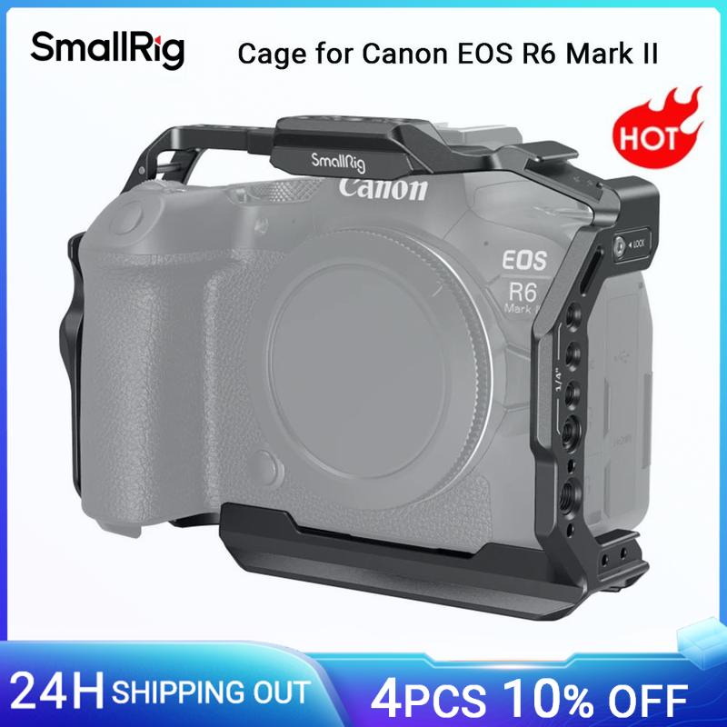 SmallRig R6 Mark II gabbia per fotocamera per Canon EOS R6 Mark II con Dual NATO Rails piastra a sgancio rapido scarpa fredda per Mic Light -4159
