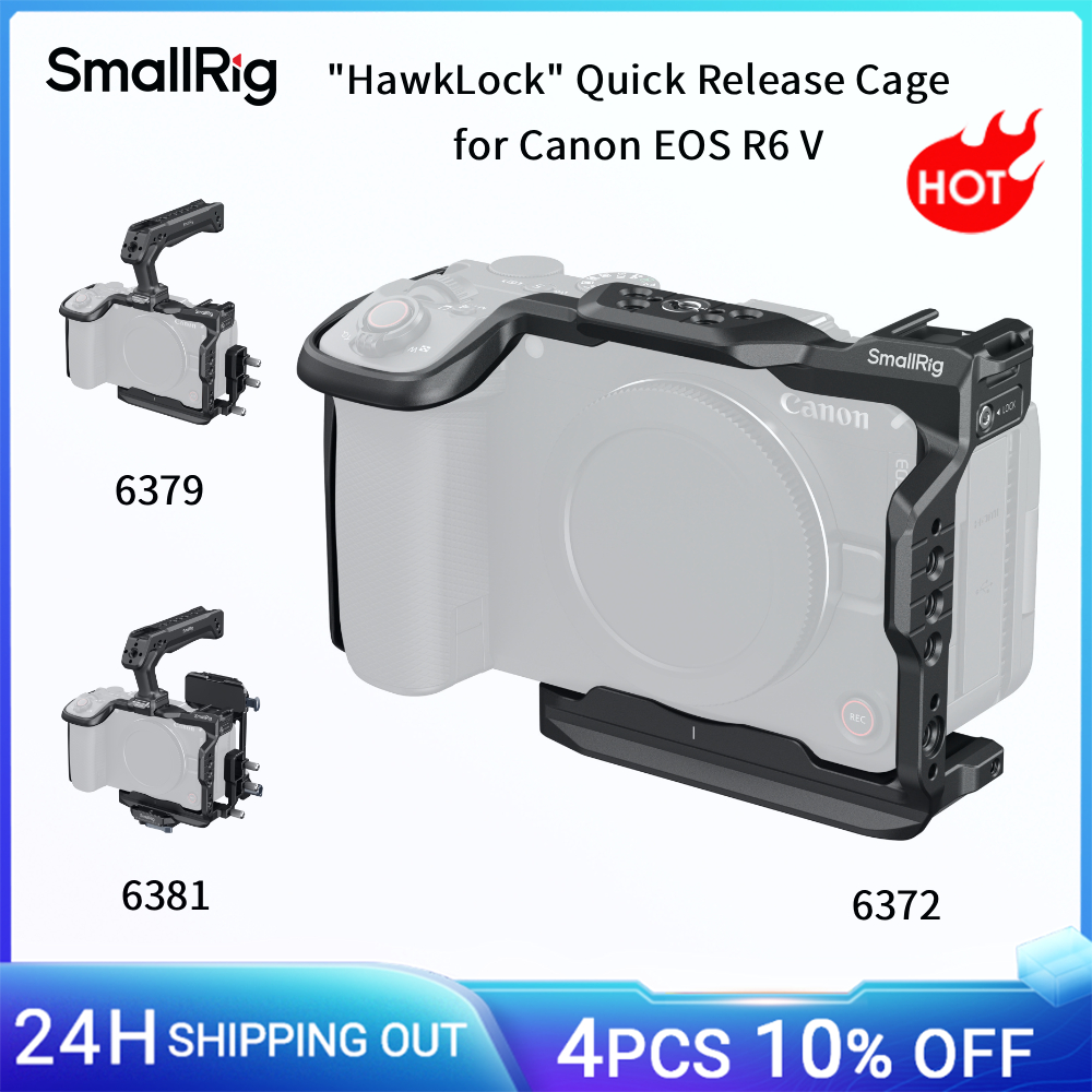SmallRig R6 V "HawkLock" Gabbia a sgancio rapido per Canon EOS R6 V con piastra a sgancio rapido Arca-Swiss con cold shoe -6372
