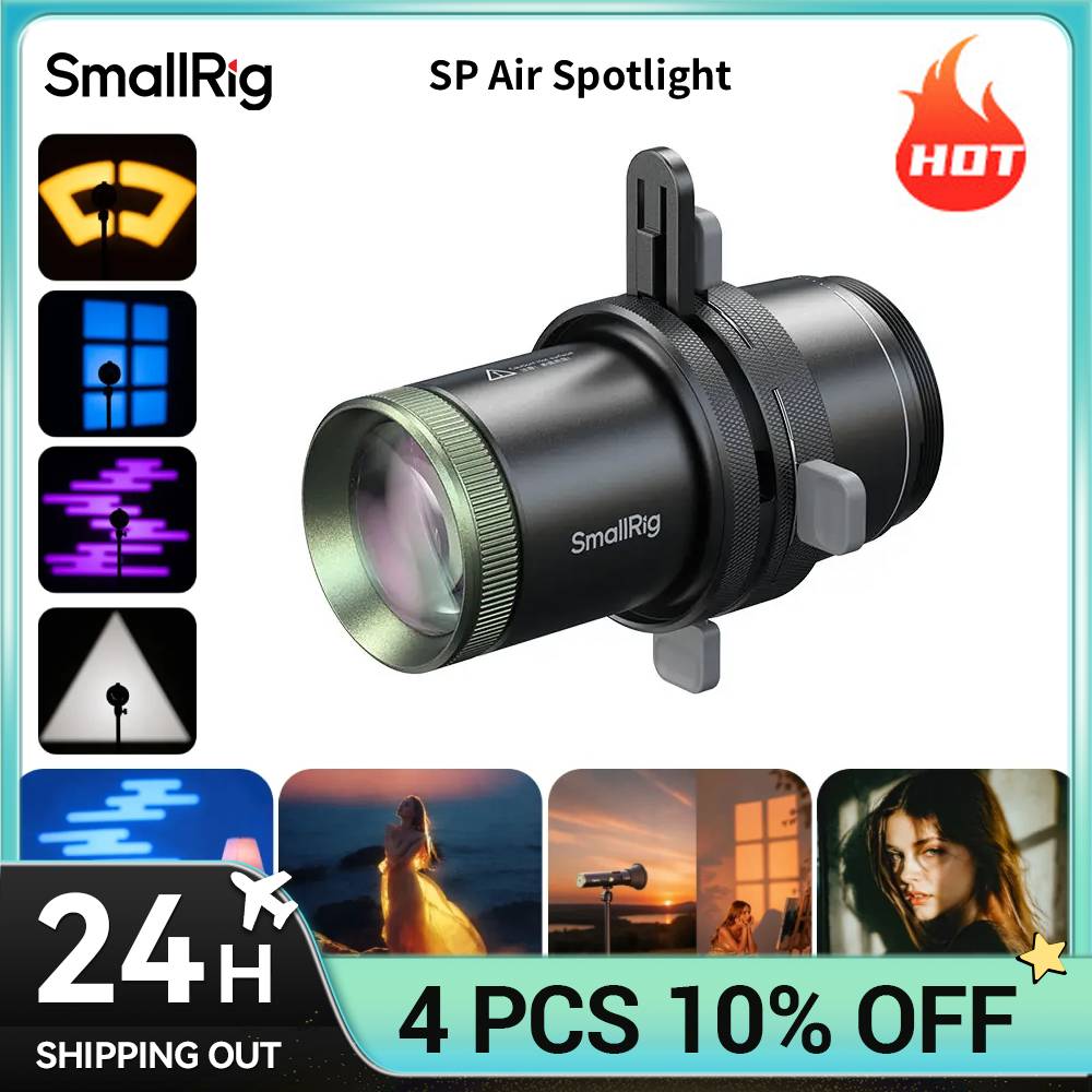 SmallRig SP Air Spotlight 36 ° Lente di Proiezione Ottica con Luminosità 4X per Torcia RF 10C/20C con Otturatori di Inquadratura e Supporto GOBO