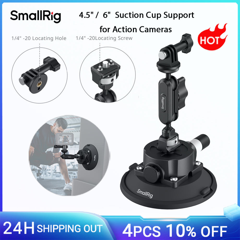 SmallRig Supporto a ventosa da 4,5/6" per action cam con braccio magico con testa a sfera e supporto per telefono per DJI Osmo Action 5 Pro