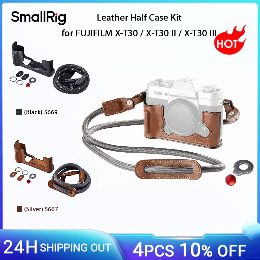 SmallRig X-T30 III Kit mezza custodia in pelle per FUJIFILM X-T30 / X-T30 II / X-T30 III, con tracolla Chiave piatta Estetica retrò