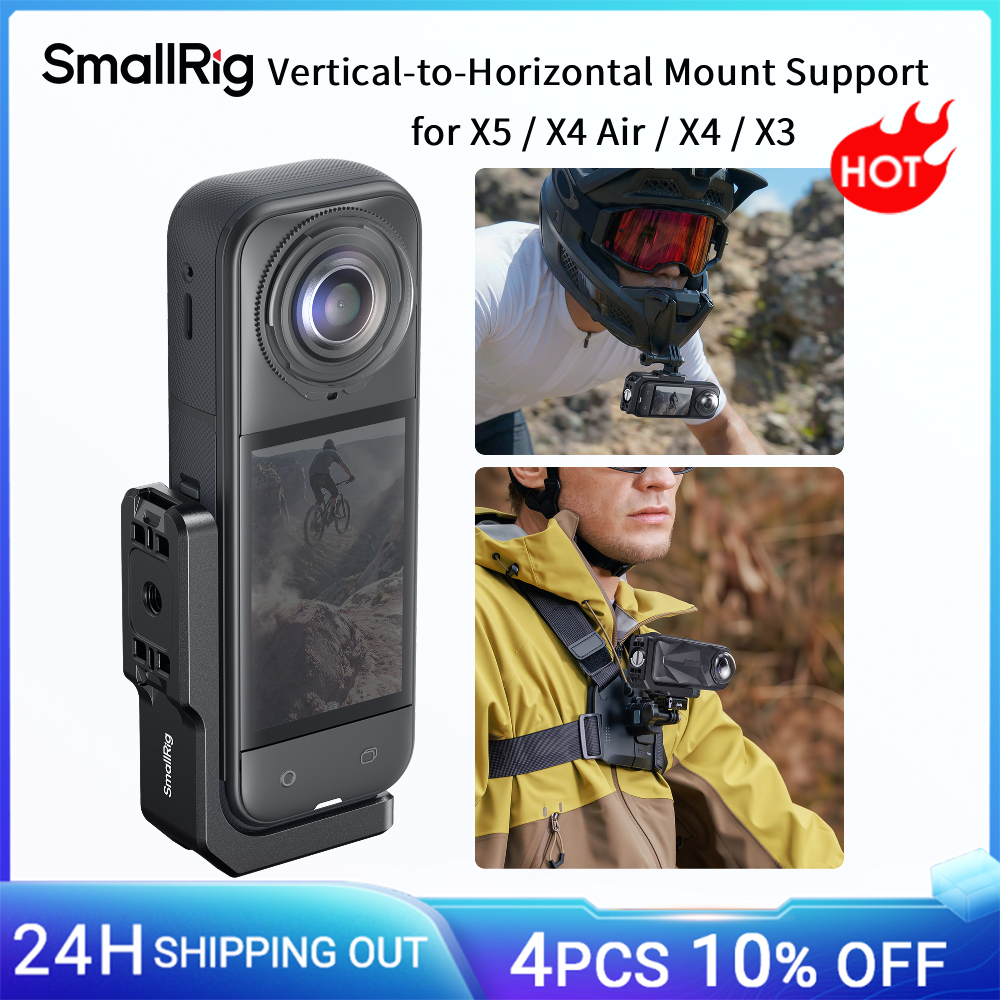 SmallRig X5/X4 Air/X4 Supporto per montaggio verticale a orizzontale per Insta360 X5 / X4 Air / X4 / X3, con foro filettato 1/4"-20 -5824