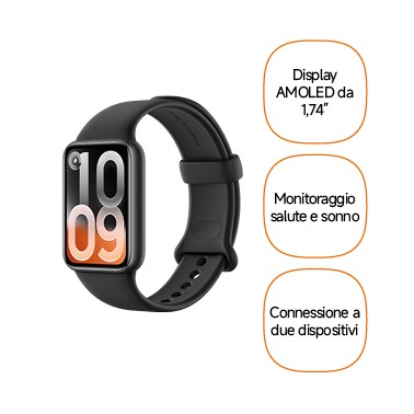 SMARTBAND XIAOMI 10 Pro, Durata batteria 504 h, Touchscreen, Compatibile con iOS, Android, Midnight Black
