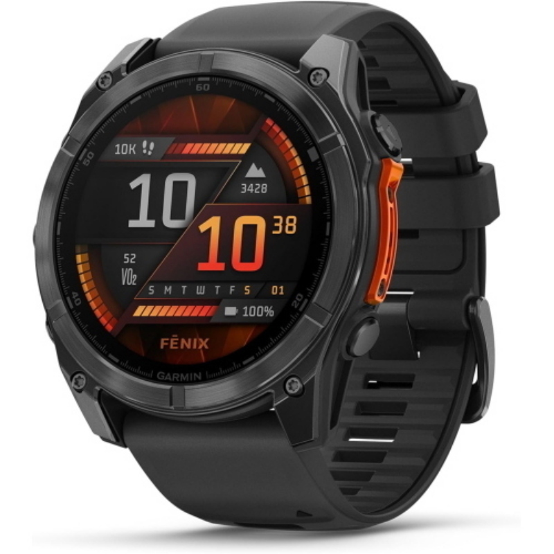 SMARTWATCH GARMIN fenix 8 - 43mm AMOLED, Durata batteria 240 h, Scocca in Polimeri fibrorinforzati con fondello metallo, Touchscreen, Compatibile iOS, Android, argento/bianco