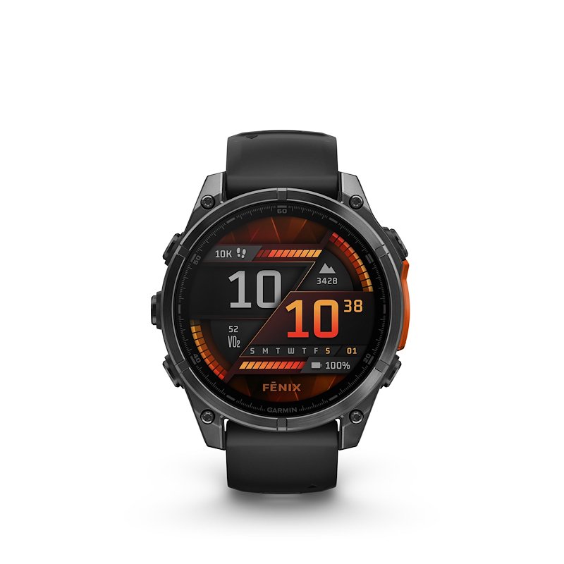 SMARTWATCH GARMIN fenix 8 - 47mm AMOLED, Durata batteria 384 h, Scocca in Polimeri fibrorinforzati con fondello metallo, Touchscreen, Compatibile iOS, Android, Grigio scuro/ nero