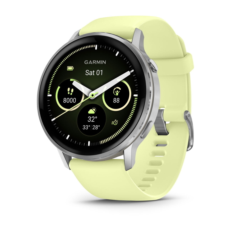 SMARTWATCH GARMIN VENU 4 45MM, Display da 1,4 ", Touchscreen, 8 GB, Bluetooth, Modulo GPS integrato, Waterproof, Argento / Limone