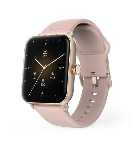 Smartwatch Hama 6010 - Bluetooth 5.3 - Batteria da 350 mAh - Schermo TFT da 165 - IP68 - Resistente all'acqua fino a 3 ATM - Cinturino in silicone - GPS integrato - 36 x 13 x 49 cm - Rosa pallido