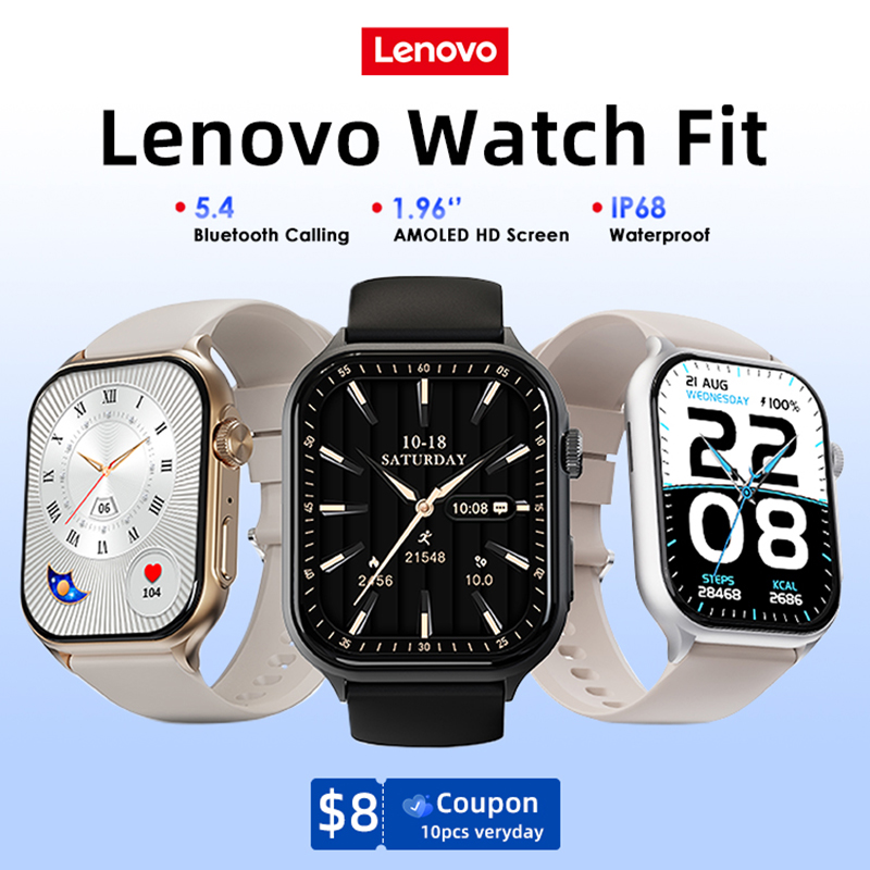 Smartwatch Lenovo Originale, Orologio Sportivo e Fitness con Monitoraggio Frequenza Cardiaca, Schermo Touch Completo, Chiamate BT, Ultra Leggero per Uomini e Donne