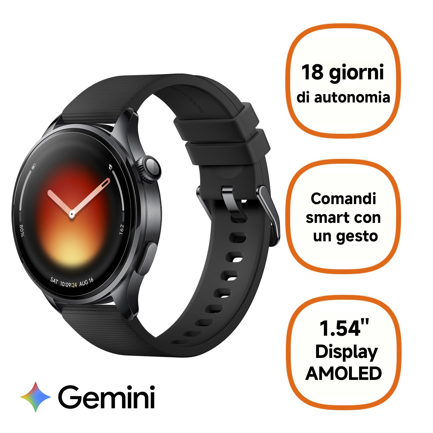 SMARTWATCH XIAOMI Watch 5, Durata batteria 432 h, Touchscreen, Compatibile con iOS, Android, Black Strap