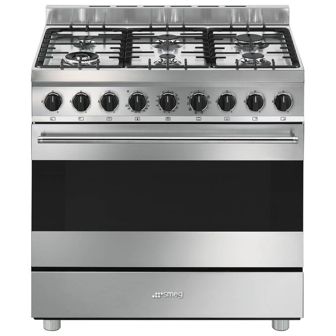 Smeg B91GMX2 Cucina 90 cm Piano Gas 6 Fuochi Forno Elettrico 115 L Classe A Vapor Clean (90x60x90 cm) colore Inox Smeg B91GMX2 Cucina 90 cm Piano Gas 6 Fuochi Forno Elettrico 115 L Classe A Vapor Clean (90x60x90 cm) colore Inox