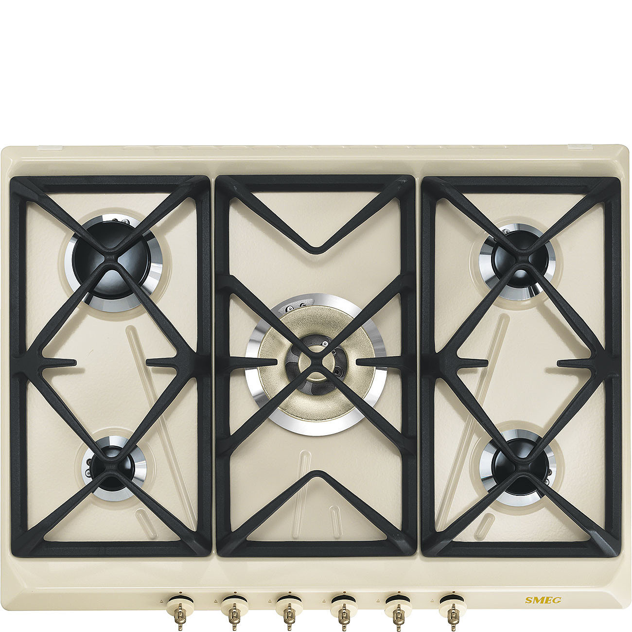Smeg - Coloniale Piano Di Cottura Srv876pogh Panna. Colore Del Prodotto: Crema, Posizionamento Dell'apparecchio: Da Incasso, Dimensione Della Larghezza Del Piano Cottura: 68.5 Cm. Certificazione: Ce....