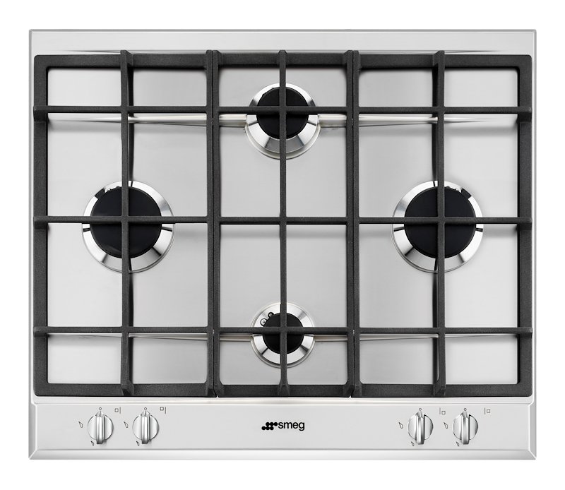 SMEG P260XGH PIANO COTTURA GAS, 4 zone di cottura, dimensioni: L 60 cm, P 51 piano in Acciaio inossidabile, Inox
