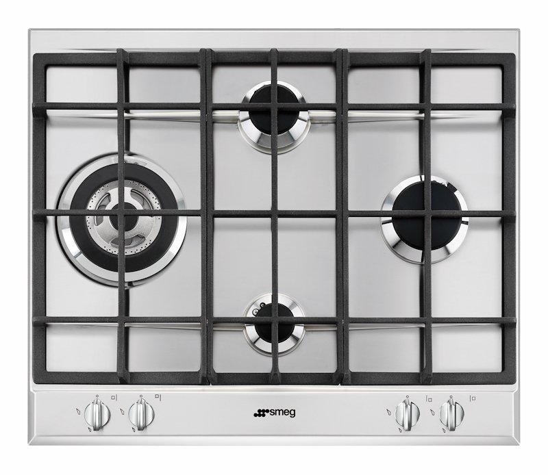 SMEG P261XGH PIANO COTTURA GAS, 4 zone di cottura, dimensioni: L 60 cm, P 51 piano in Acciaio inossidabile, Inox