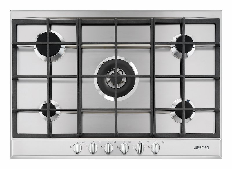 SMEG P272XGH PIANO COTTURA GAS, 5 zone di cottura, dimensioni: L 72,5 cm, P 51 piano in Acciaio inossidabile, Inox