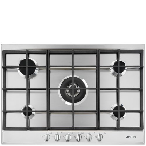 Smeg P272xgh Selezione Piano Cottura Gas 75 Cm 5 Fuochi Ultrarapido 4200 W Griglie Ghisa Colore Inox
