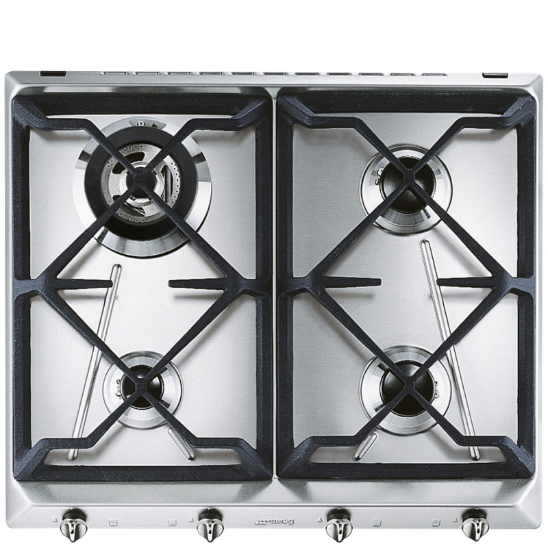 Smeg Piano Cottura Srv564gh3 A Gas 4 Fuochi Da 60 Cm Colore Inox Serie Contemporanea Con Fsd