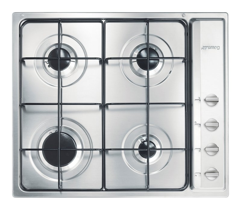 SMEG S64S PIANO COTTURA GAS, 4 zone di cottura, dimensioni: L 58,5 cm, P 50 piano in Acciaio inossidabile, Inox