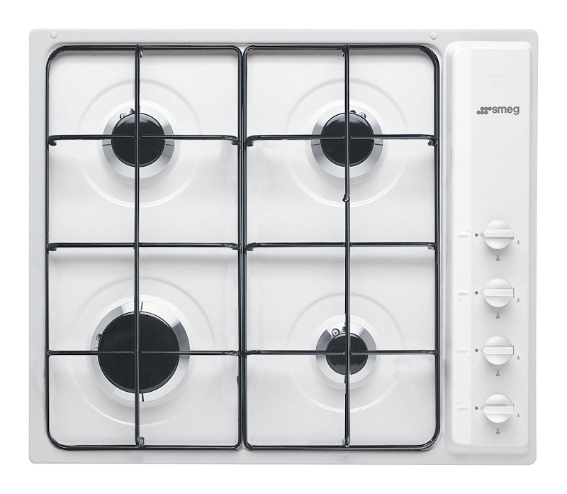 SMEG S64SB PIANO COTTURA GAS, 4 zone di cottura, dimensioni: L 58,5 cm, P 50 piano in Smaltato, Bianco