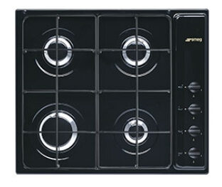 Smeg - S64sn Piano Cottura Nero Da Incasso Gas 4 Fornello(i)