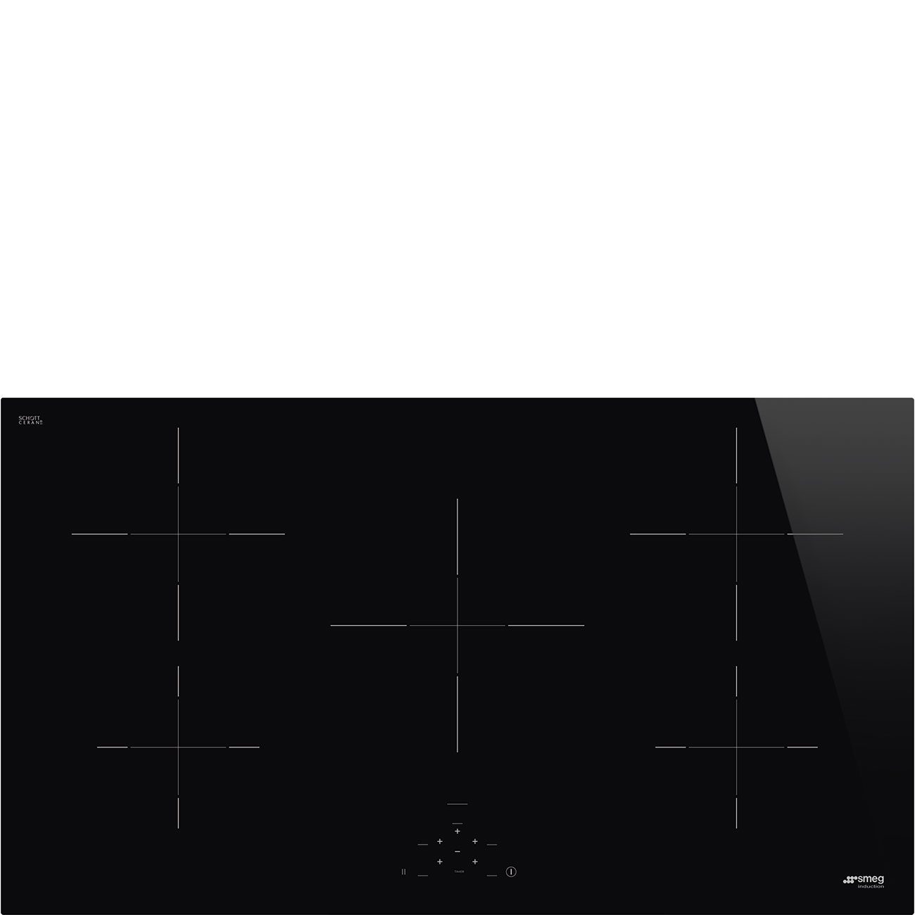 SMEG SI2951D PIANO COTTURA A INDUZIONE, 5 zone di cottura, dimensioni: L 90 cm, P 51 piano in Vetroceramica, Nero