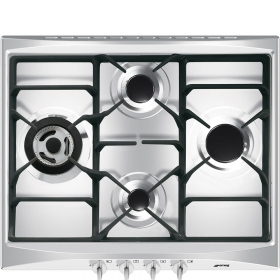 SMEG SR264XGH2 PIANO COTTURA GAS, 4 zone di cottura, dimensioni: L 60 cm, P 50,3 piano in Acciaio inossidabile, Inox