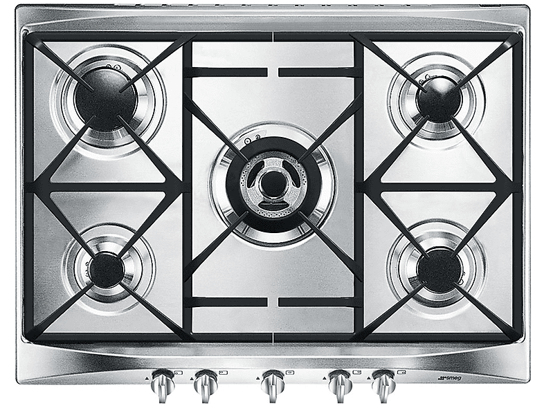 SMEG SR275XGH2 PIANO COTTURA GAS, 5 zone di cottura, dimensioni: L 68,5 cm, P 50 piano in Acciaio inossidabile, Argento