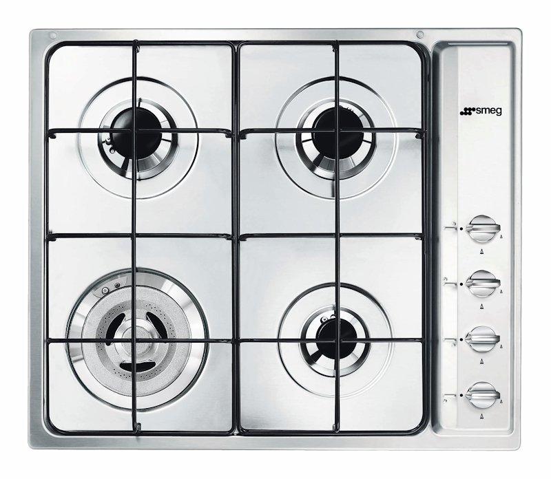 SMEG SR64S PIANO COTTURA GAS, 4 zone di cottura, dimensioni: L 58,5 cm, P 50 piano in Acciaio inossidabile, Inox