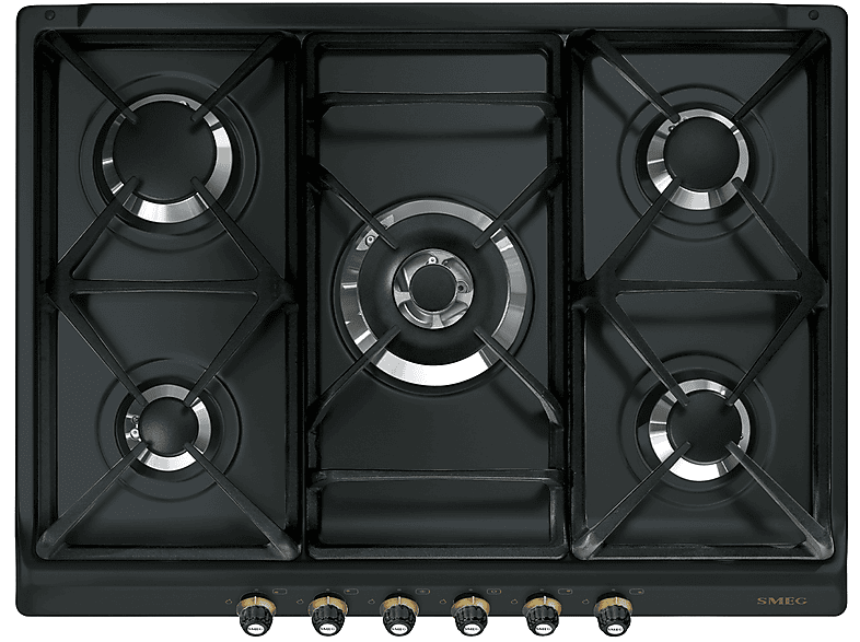 SMEG SR775AO PIANO COTTURA GAS, 5 zone di cottura, dimensioni: L 68,5 cm, P 50 piano in Smaltato, Antracite