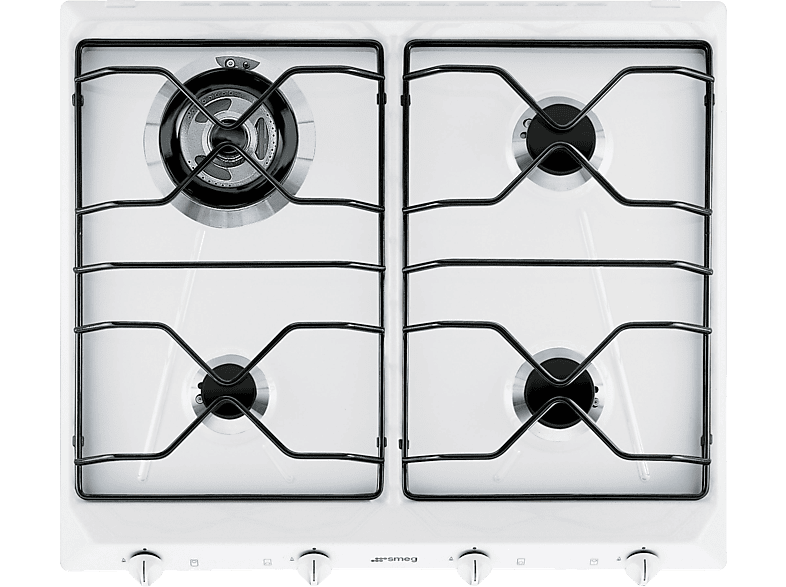 SMEG SRV564EB7 PIANO COTTURA GAS, 4 zone di cottura, dimensioni: L 59,5 cm, P 50 piano in Smaltato, Bianco